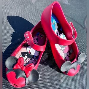 Mini Mellisa Disney Mickey & Minnie Mouse red jelly flats toddler girls size 10